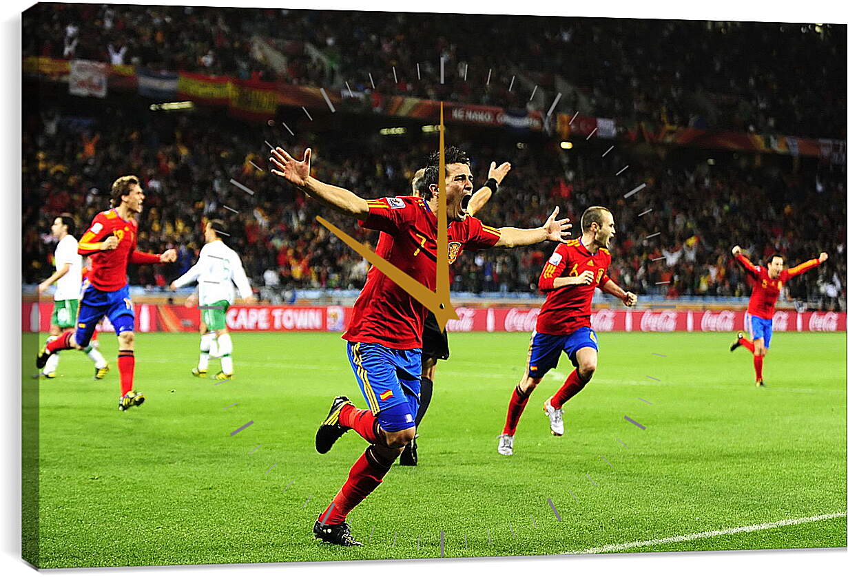 Часы картина - Испания на эмоциях после забитого мяча