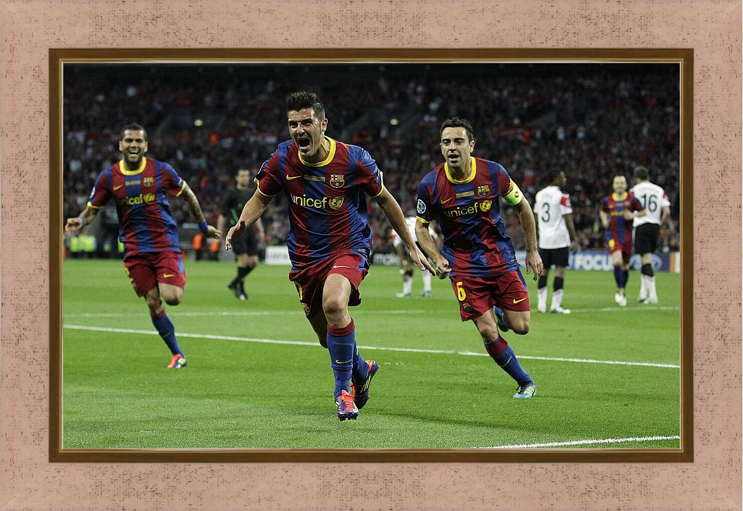 Картина в раме - Игроки ФК Барселоны радуются