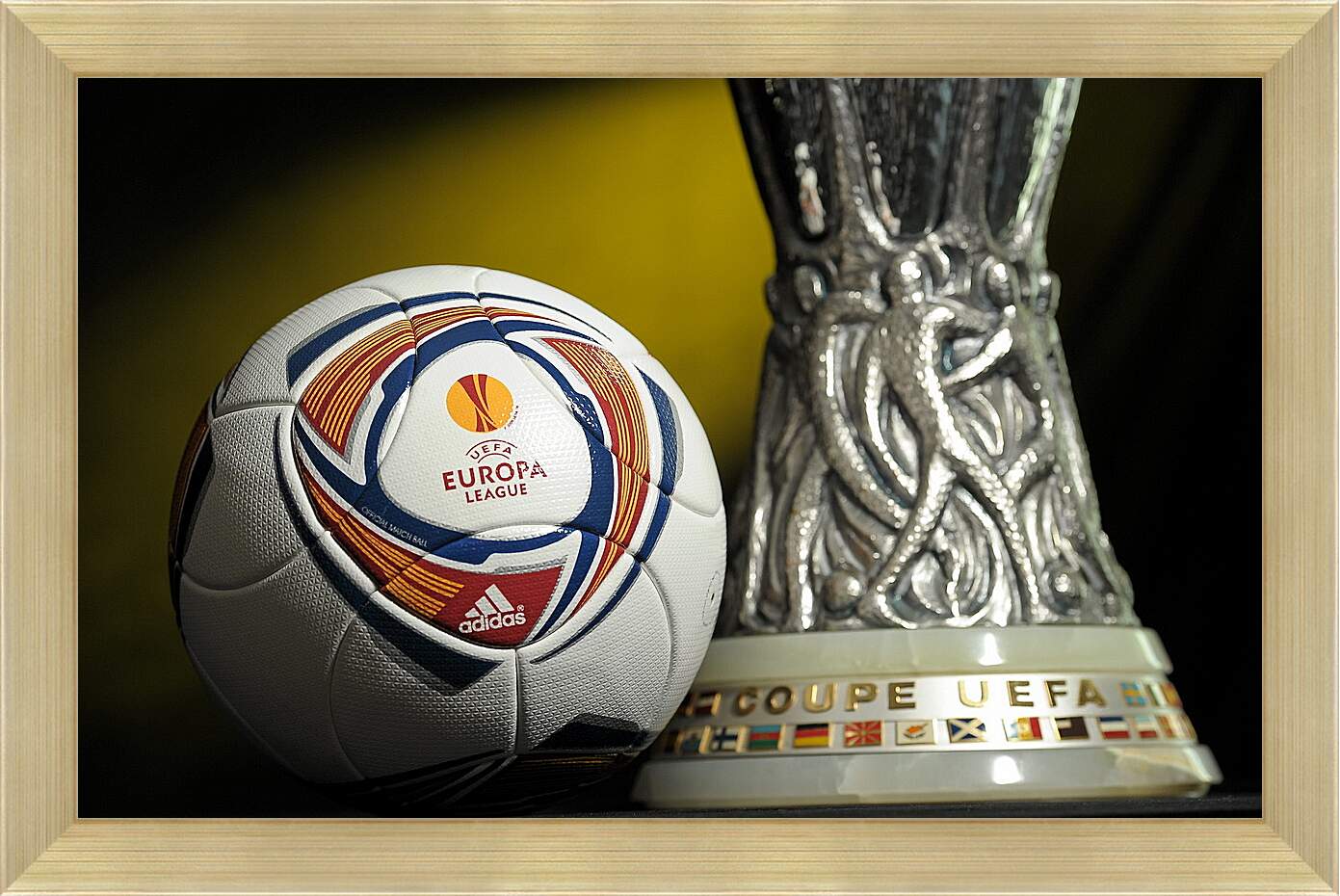 Картина в раме - Мяч и кубок УЕФА