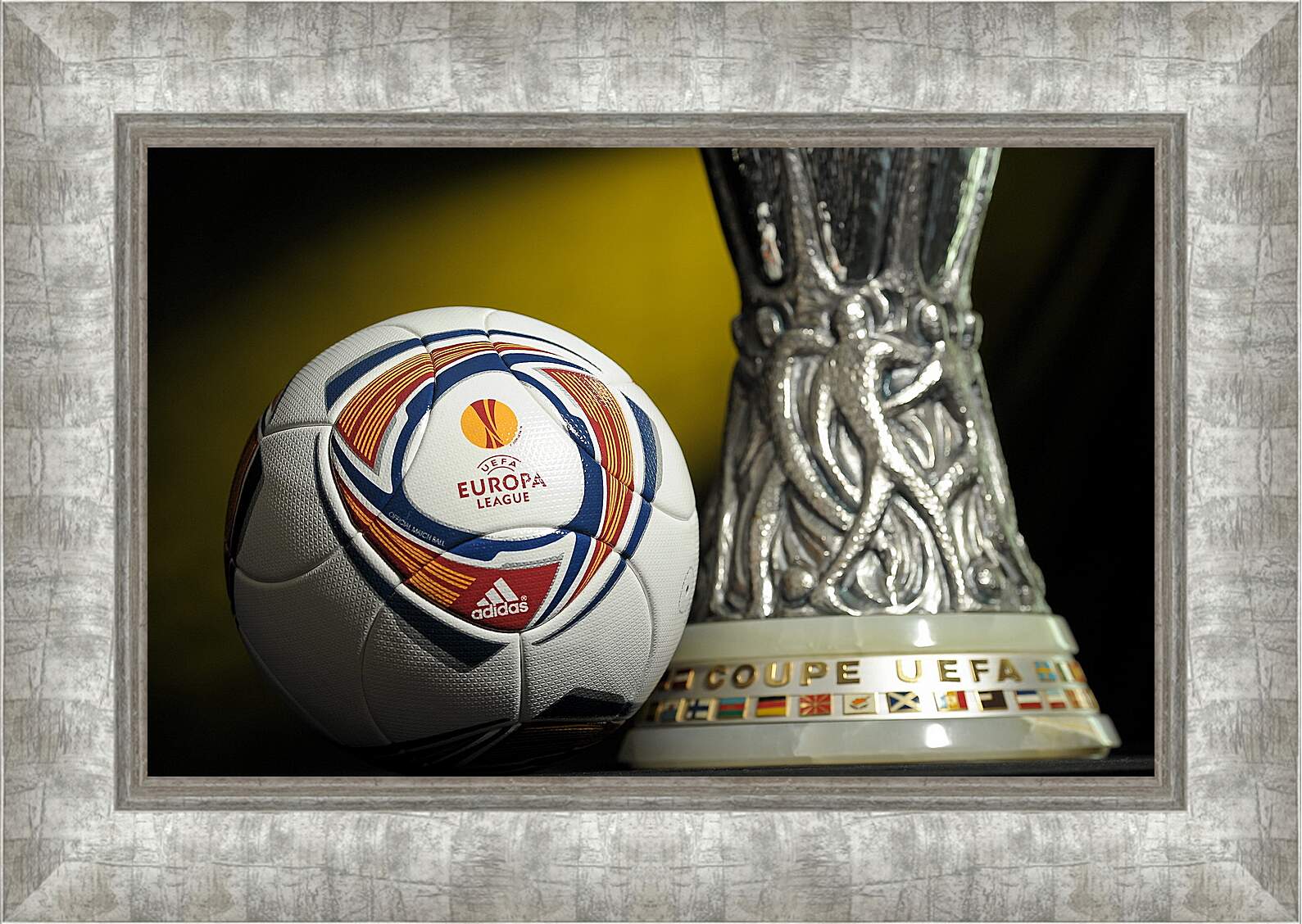Картина в раме - Мяч и кубок УЕФА