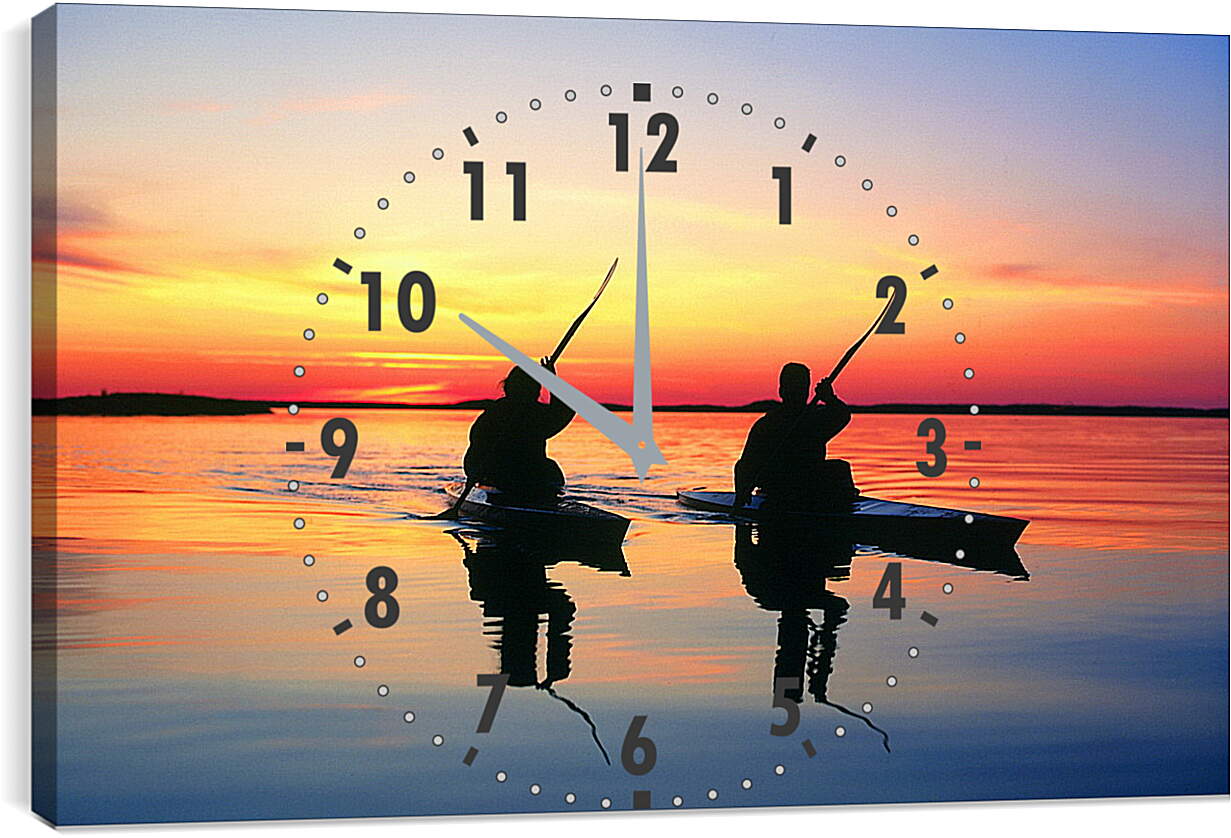Часы картина - Закат на реке