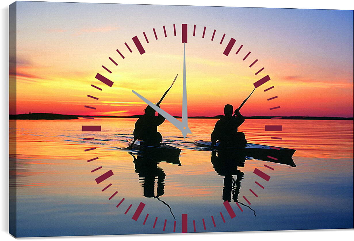 Часы картина - Закат на реке