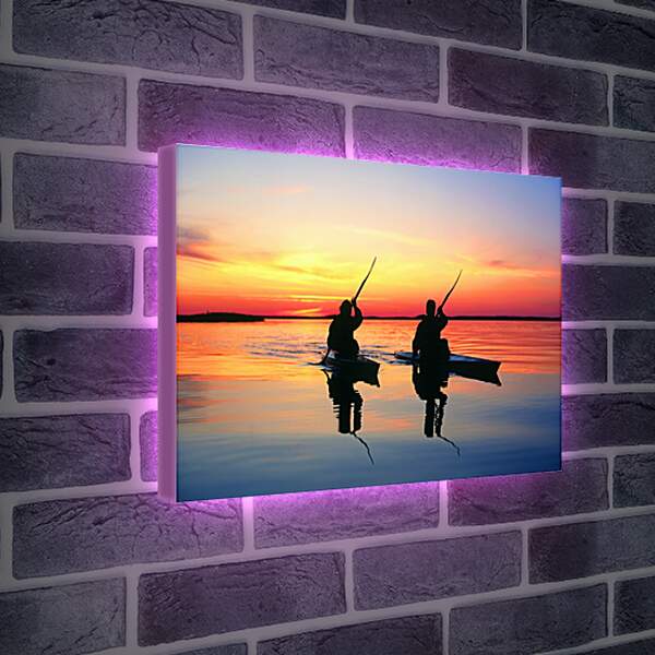 Лайтбокс световая панель - Закат на реке