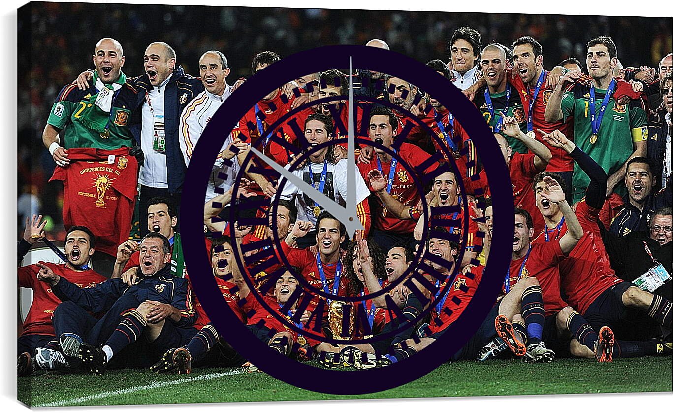 Часы картина - Сборная Испании с медалями на шее