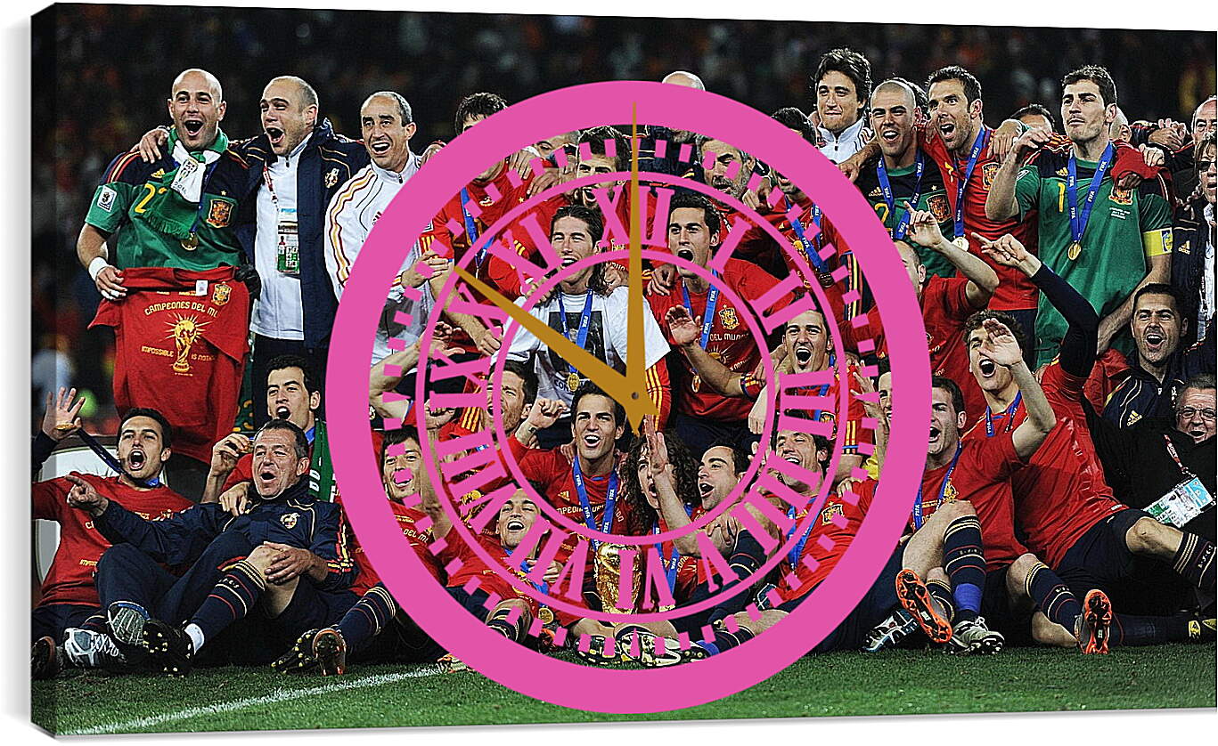 Часы картина - Сборная Испании с медалями на шее