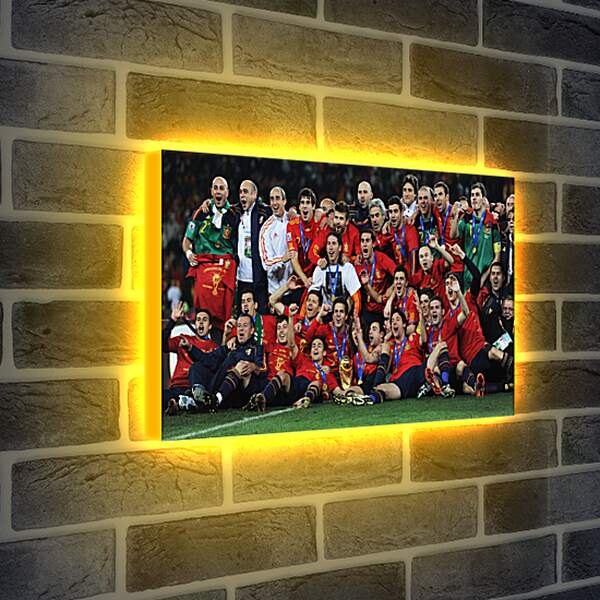 Лайтбокс световая панель - Сборная Испании с медалями на шее