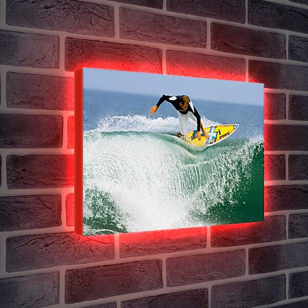 Лайтбокс световая панель - Сёрфингист пытается удержаться на доске