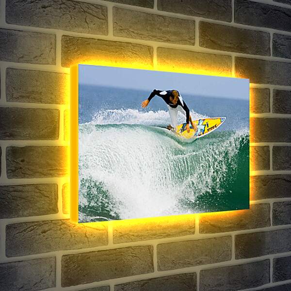 Лайтбокс световая панель - Сёрфингист пытается удержаться на доске