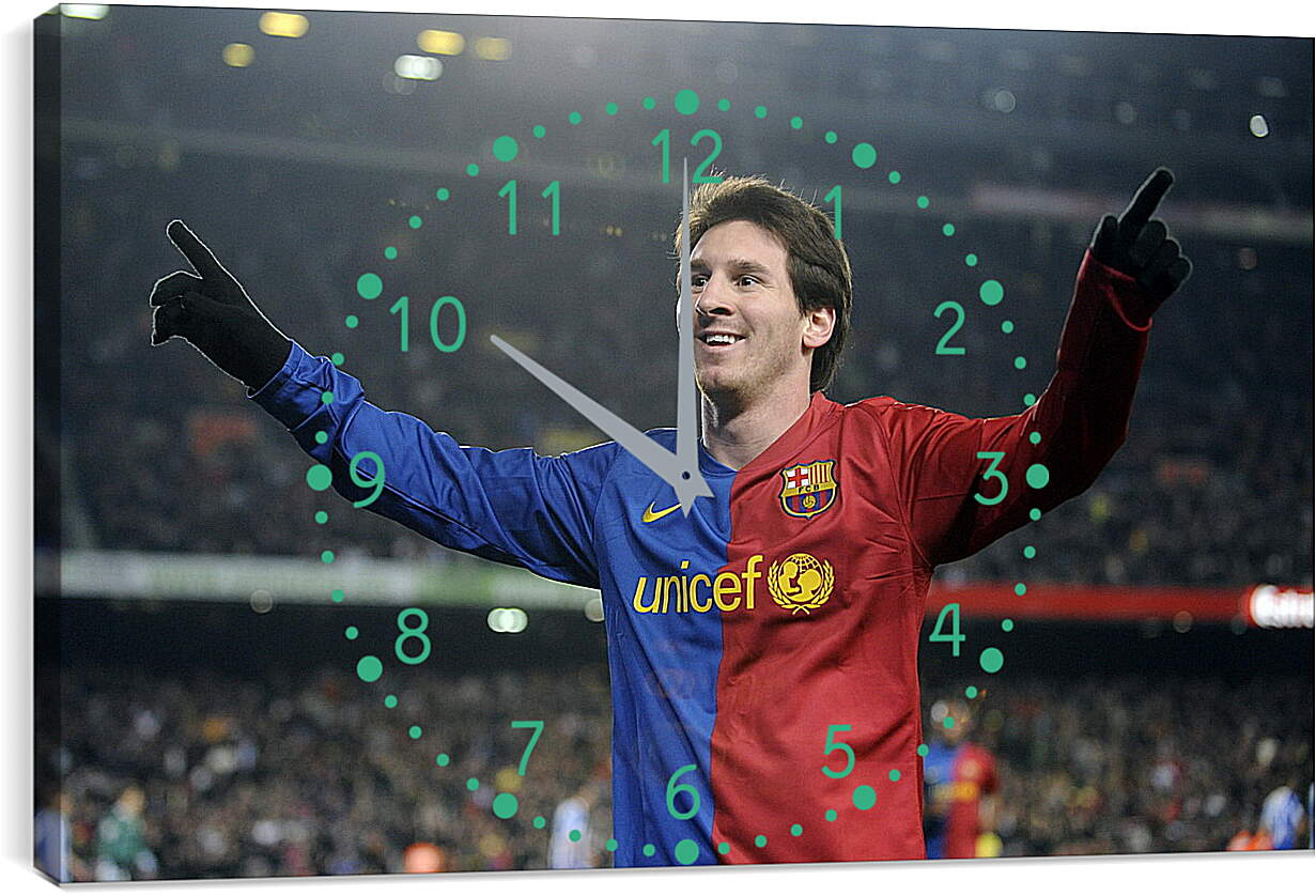 Часы картина - Лионель Месси. Барселона.