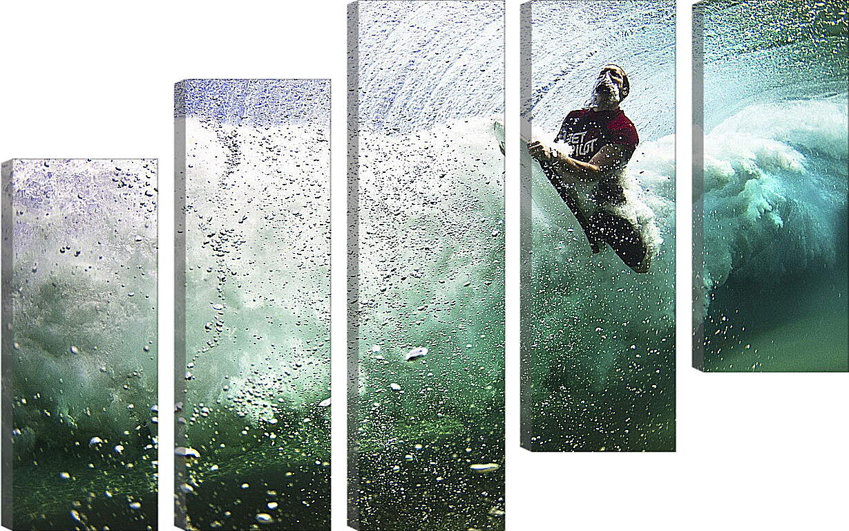 Модульная картина - Сёрфингист под водой