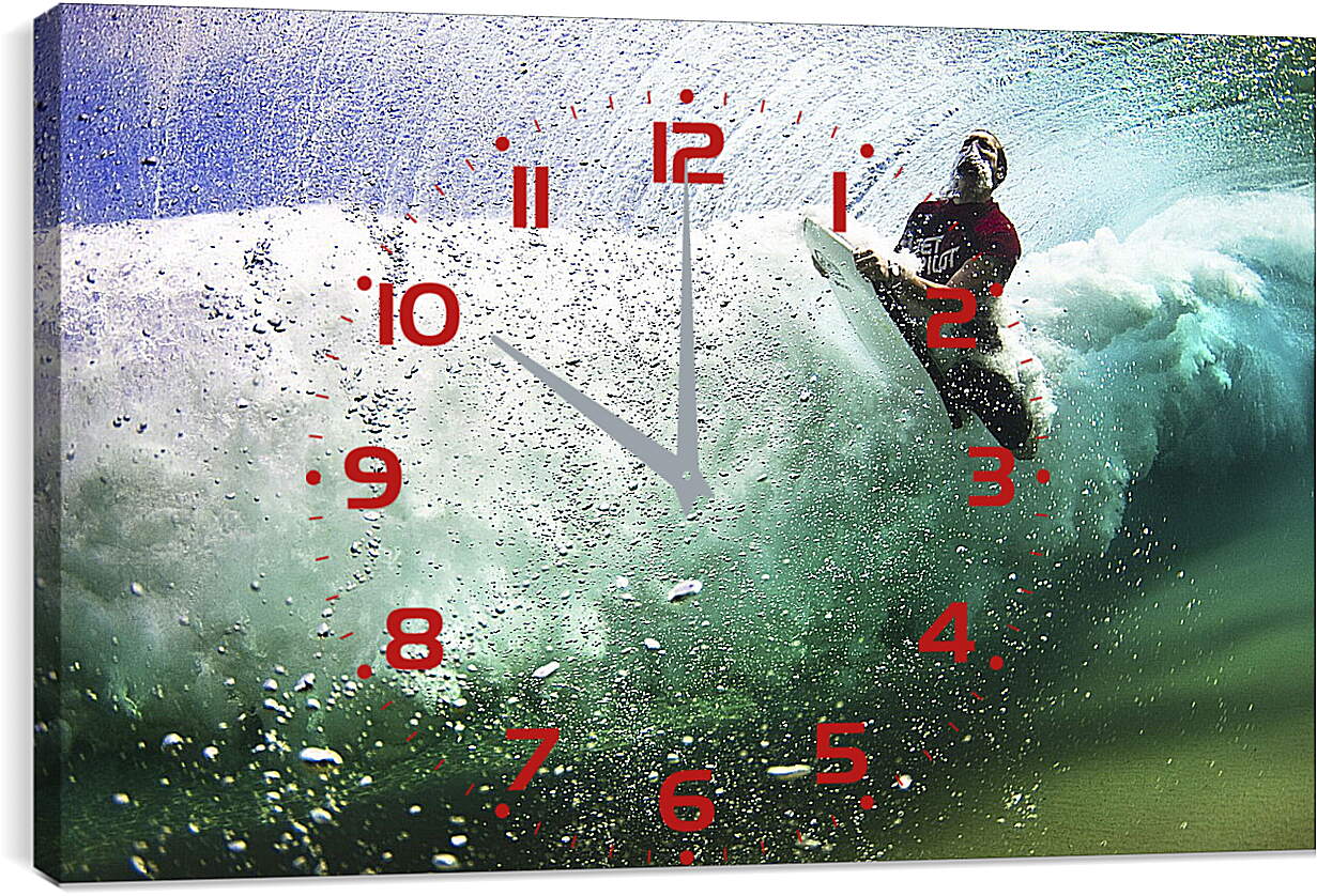 Часы картина - Сёрфингист под водой
