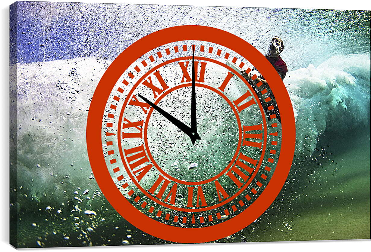 Часы картина - Сёрфингист под водой