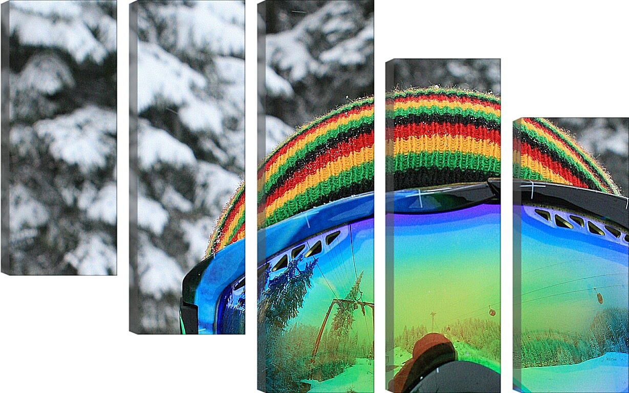 Модульная картина - Сноубордист в разноцветной шапке и очках