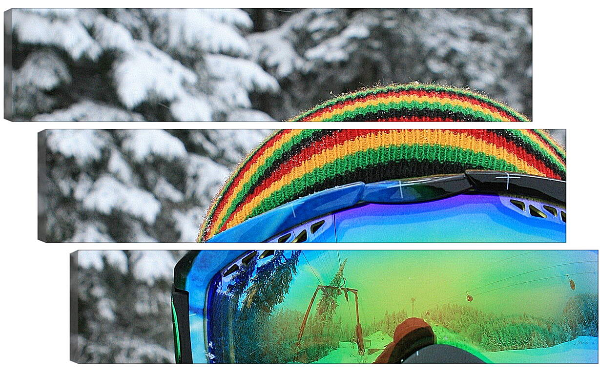 Модульная картина - Сноубордист в разноцветной шапке и очках