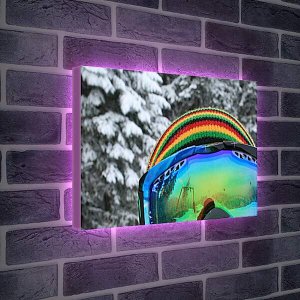 Лайтбокс световая панель - Сноубордист в разноцветной шапке и очках
