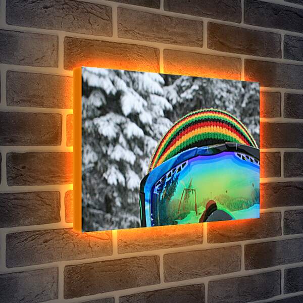 Лайтбокс световая панель - Сноубордист в разноцветной шапке и очках