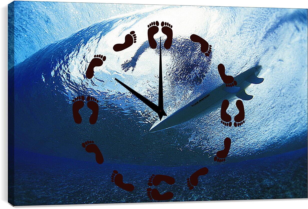 Часы картина - Вид на серфингиста из-под воды