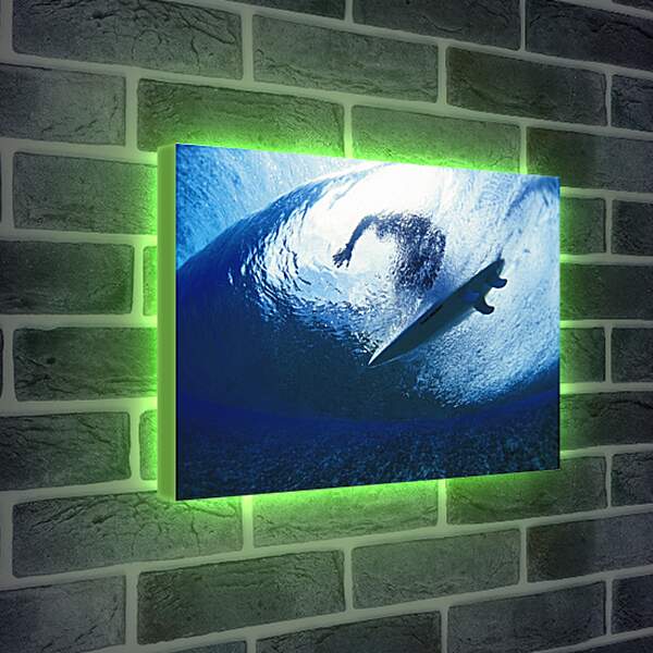 Лайтбокс световая панель - Вид на серфингиста из-под воды