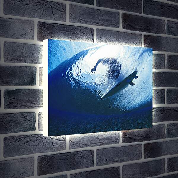 Лайтбокс световая панель - Вид на серфингиста из-под воды