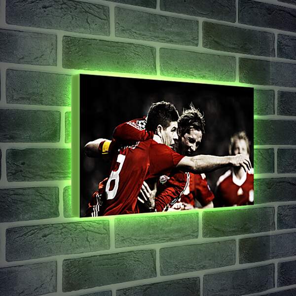 Лайтбокс световая панель - Игроки Ливерпуля в объятиях Стивена Джеррарда