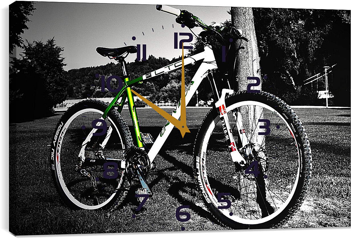 Часы картина - Велосипед возле дерева