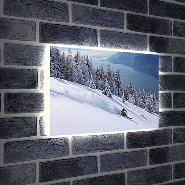Лайтбокс световая панель - Спускаясь по белоснежно снегу