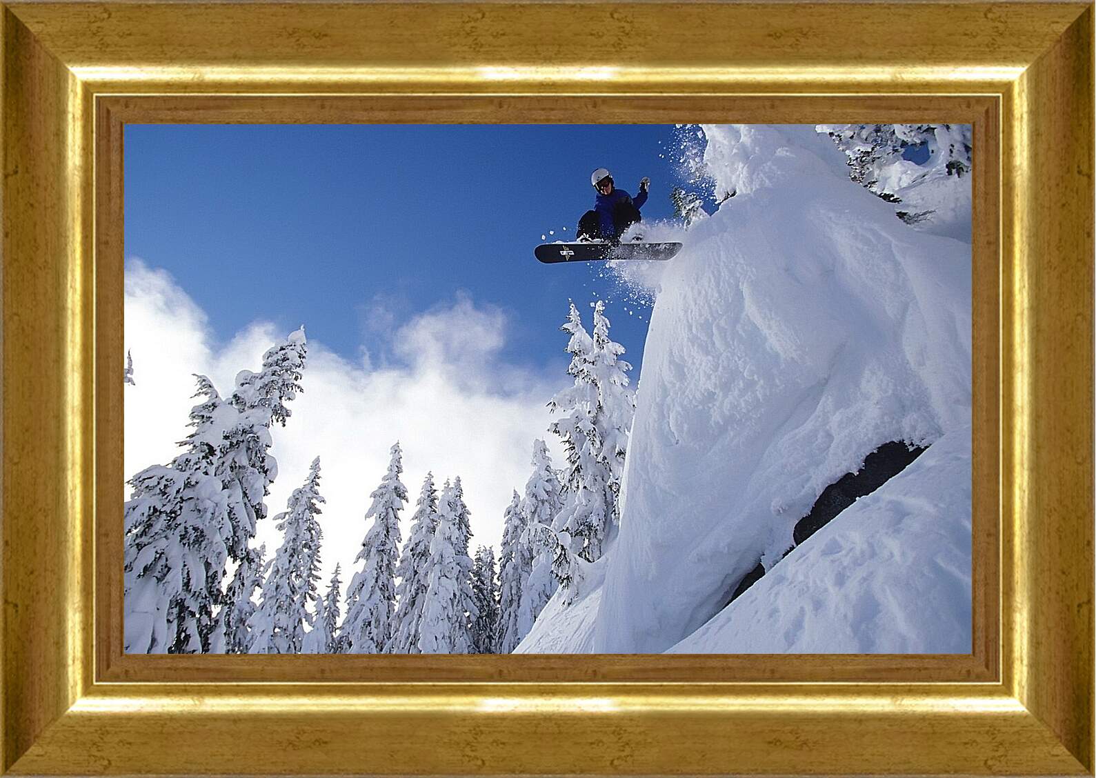 Картина в раме - Прыжок на сноуборде