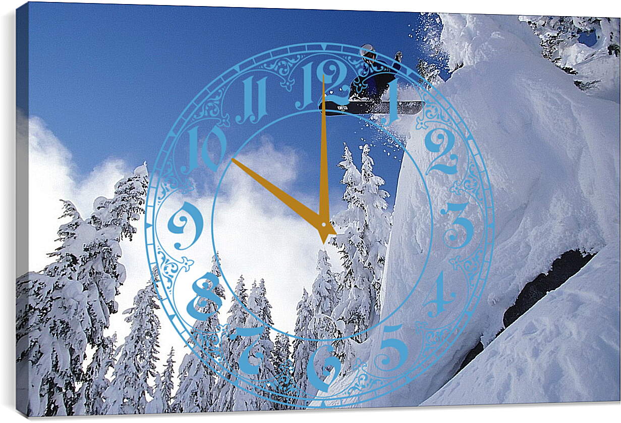 Часы картина - Прыжок на сноуборде