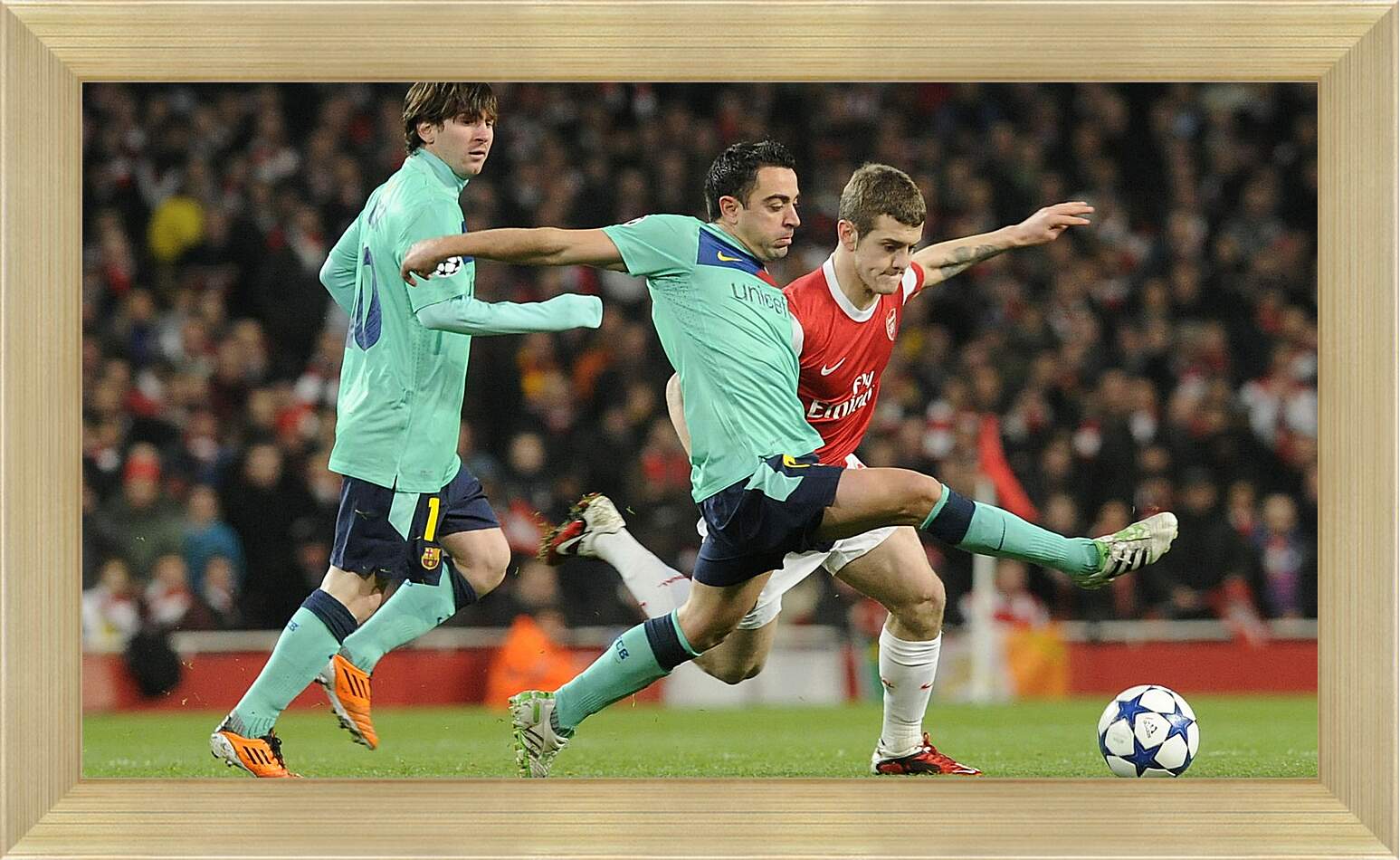 Картина в раме - Лионель Месси и Хави против Арсенала