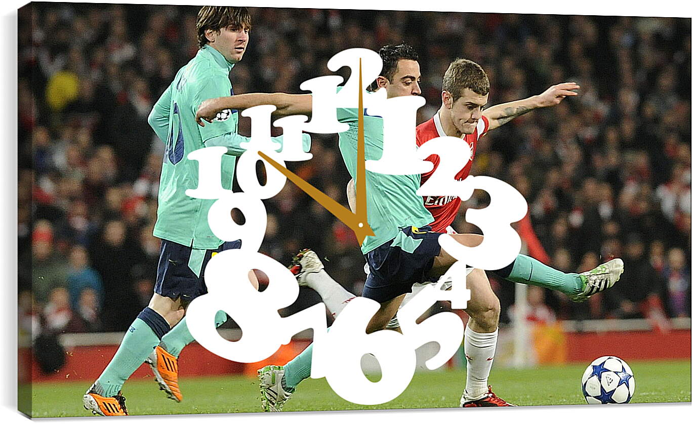 Часы картина - Лионель Месси и Хави против Арсенала