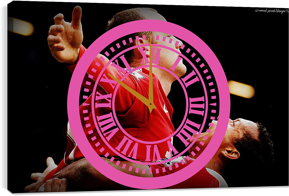 Часы картина - Уэйн Руни празднует гол с одноклубником