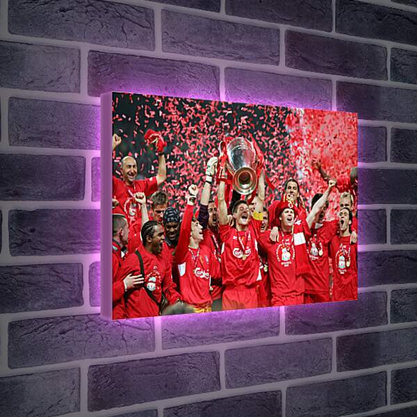 Лайтбокс световая панель - Футболисты Ливерпуля с кубком Лиги Чемпионов
