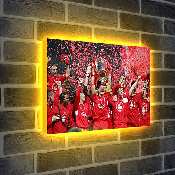 Лайтбокс световая панель - Футболисты Ливерпуля с кубком Лиги Чемпионов