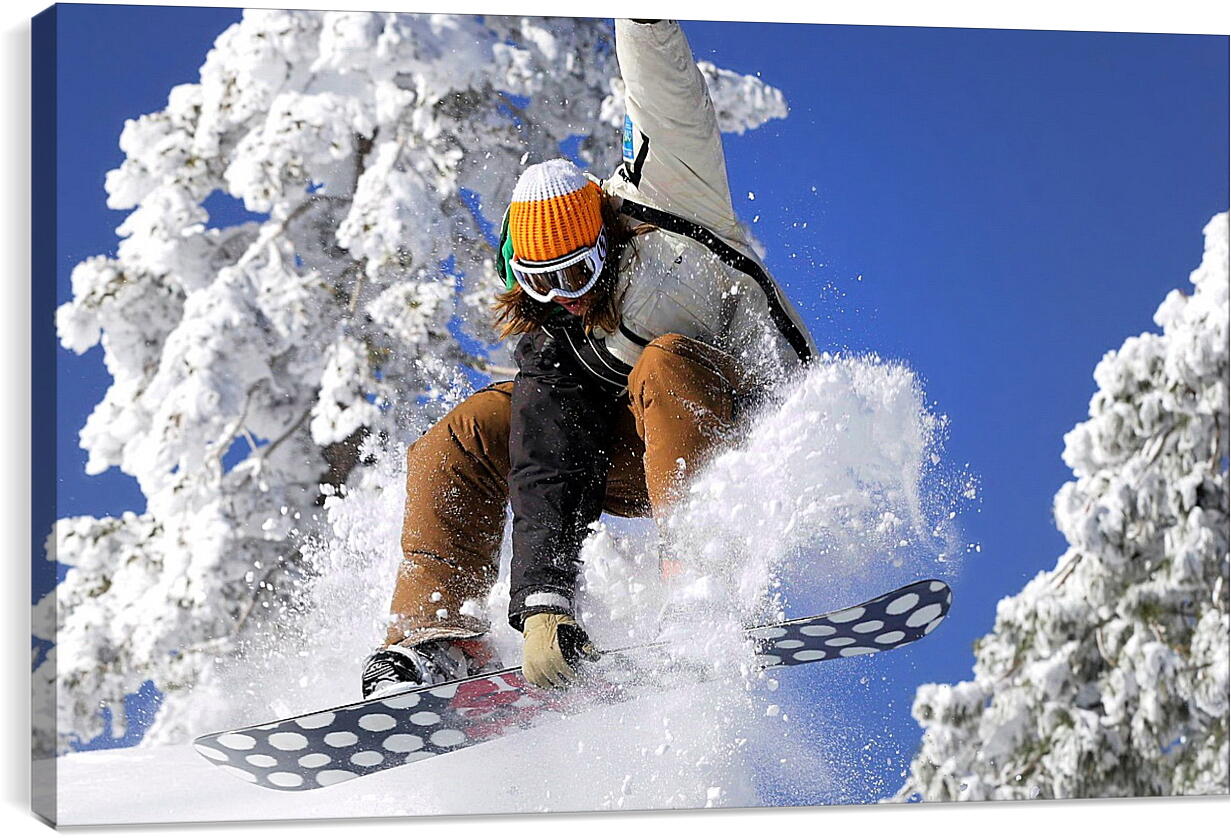 Постер и плакат - Прыжок рыжего сноубордиста