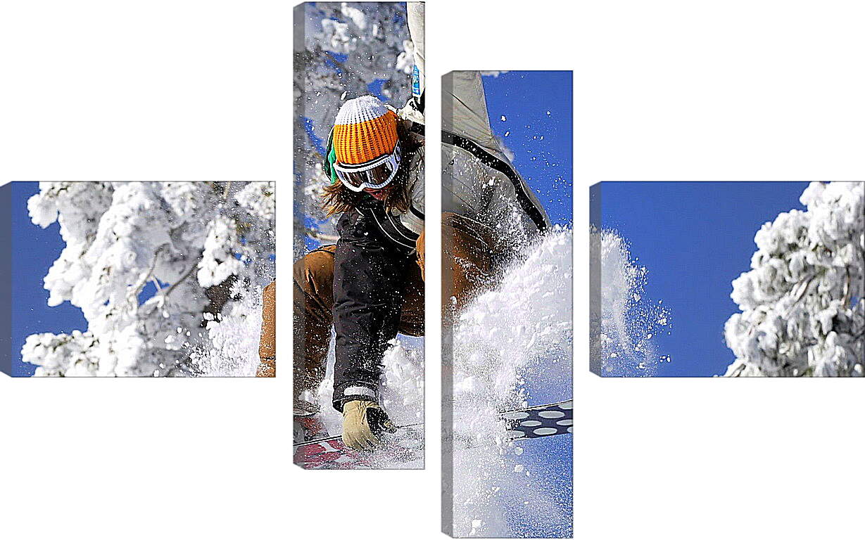 Модульная картина - Прыжок рыжего сноубордиста