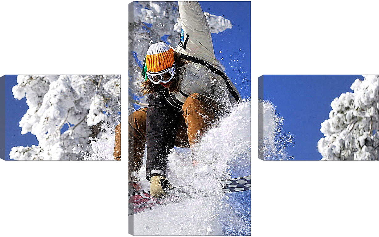 Модульная картина - Прыжок рыжего сноубордиста