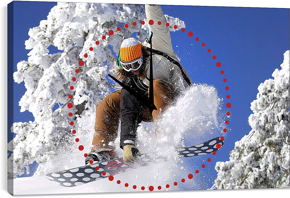 Часы картина - Прыжок рыжего сноубордиста