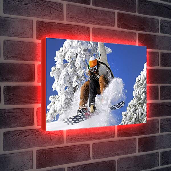 Лайтбокс световая панель - Прыжок рыжего сноубордиста