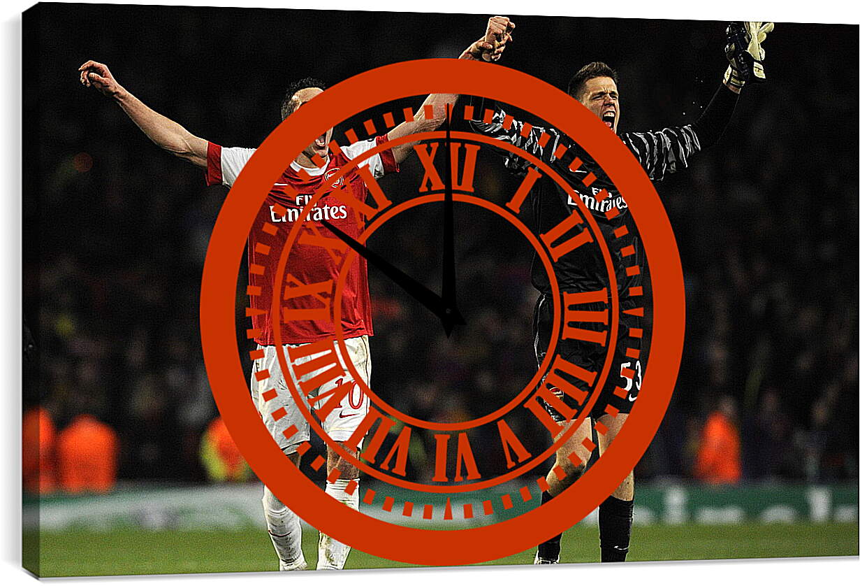 Часы картина - Футболисты Арсенала радуются