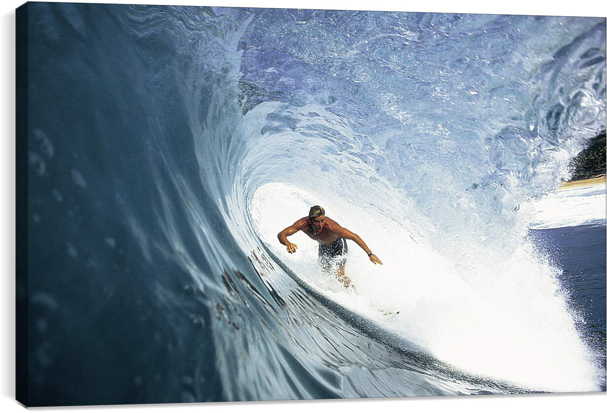 Постер и плакат - Сёрфингиста накрывает волной