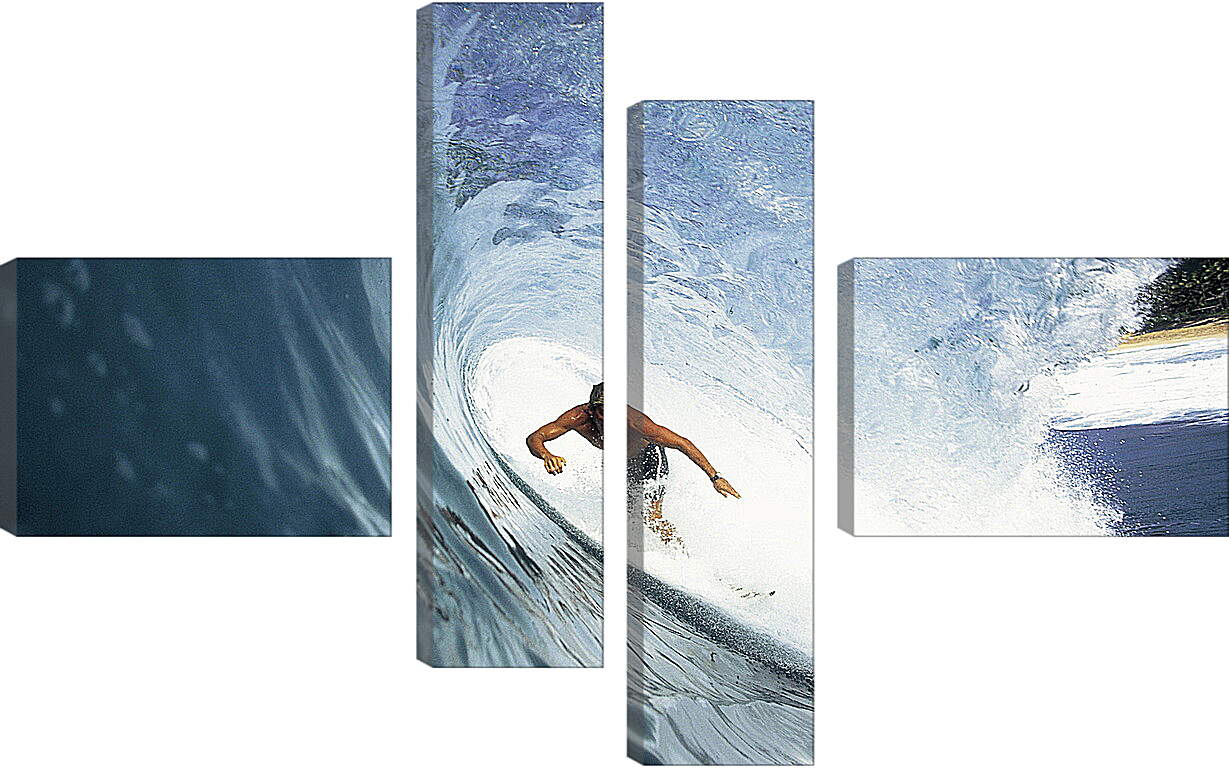 Модульная картина - Сёрфингиста накрывает волной