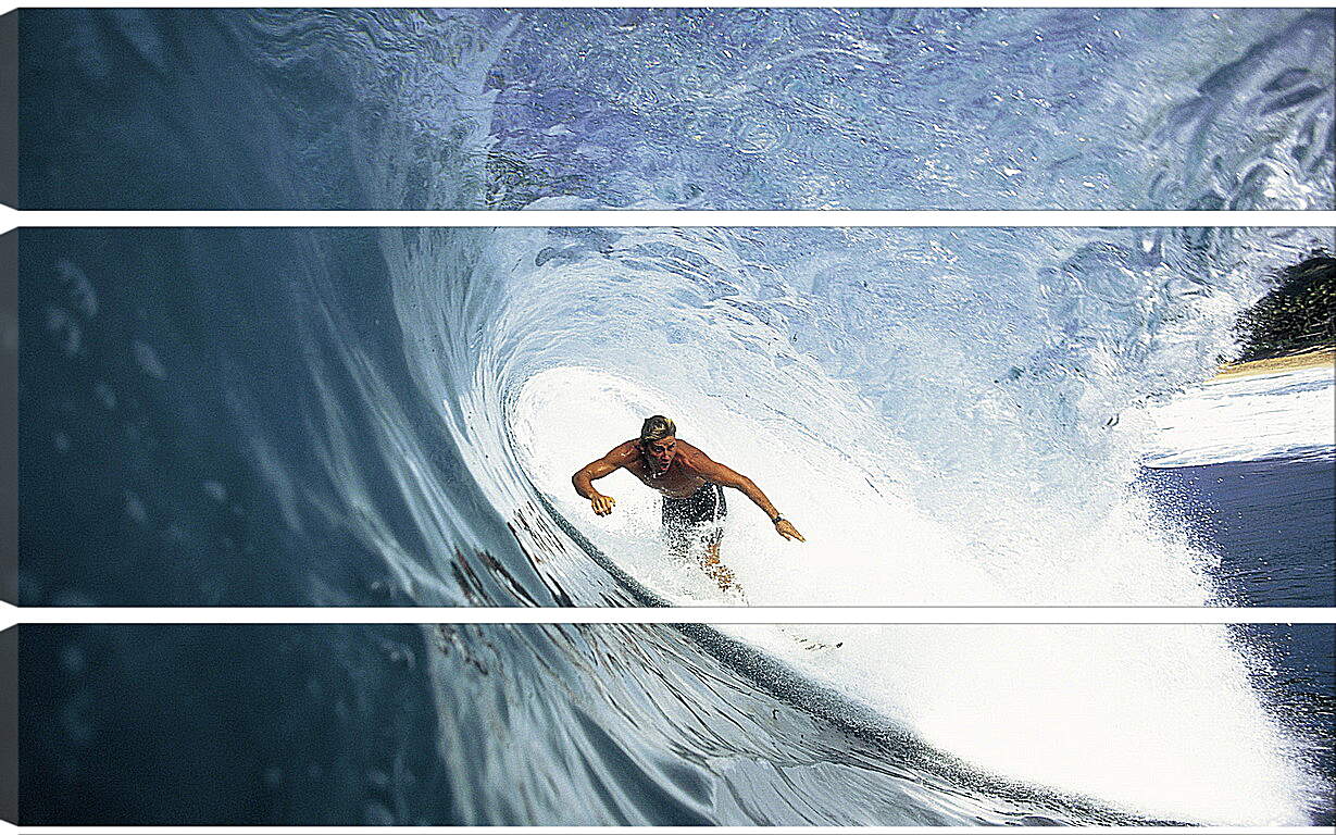 Модульная картина - Сёрфингиста накрывает волной