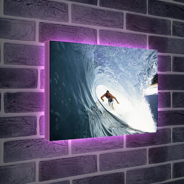 Лайтбокс световая панель - Сёрфингиста накрывает волной