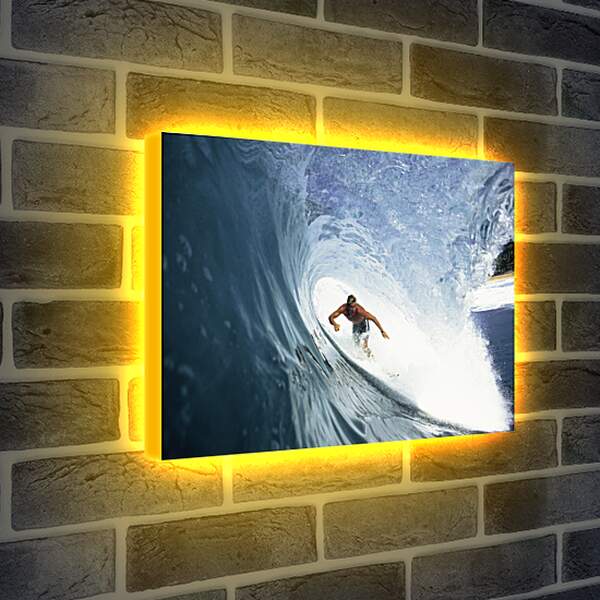 Лайтбокс световая панель - Сёрфингиста накрывает волной