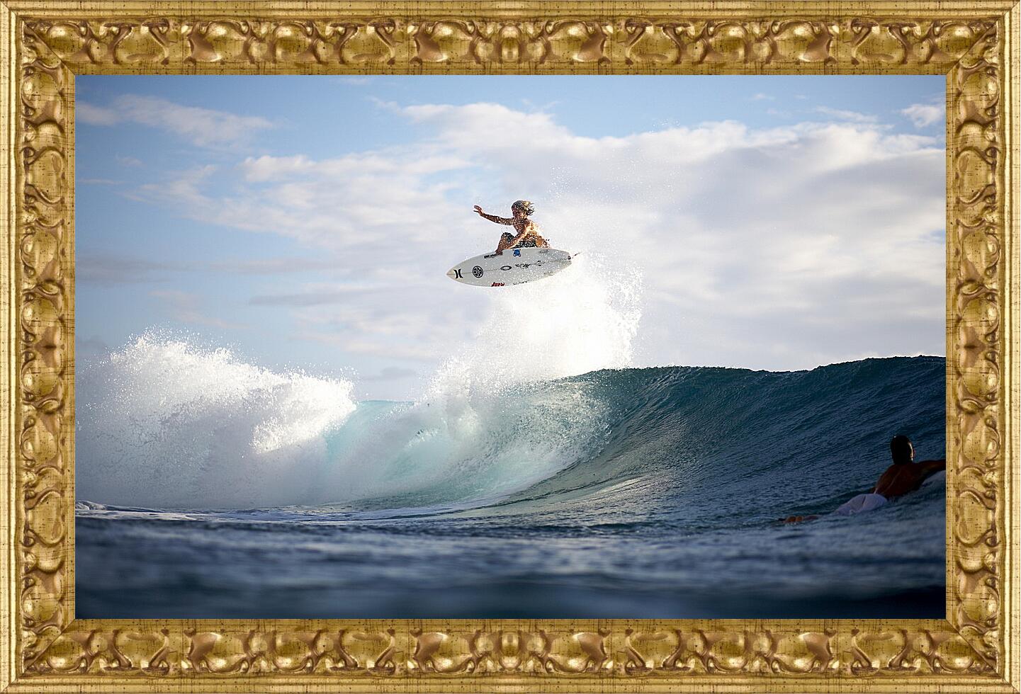 Картина в раме - Летящий над волной сёрфингист