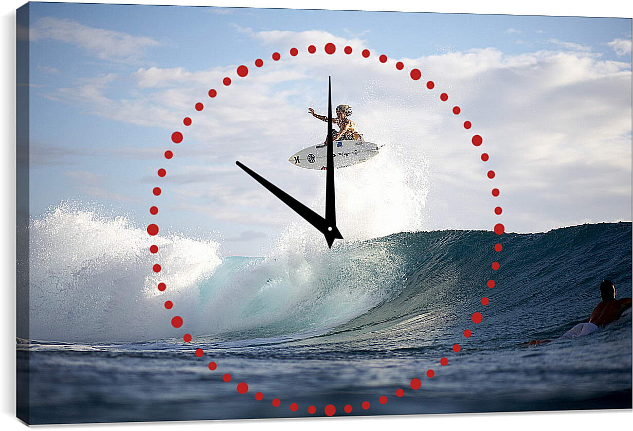 Часы картина - Летящий над волной сёрфингист