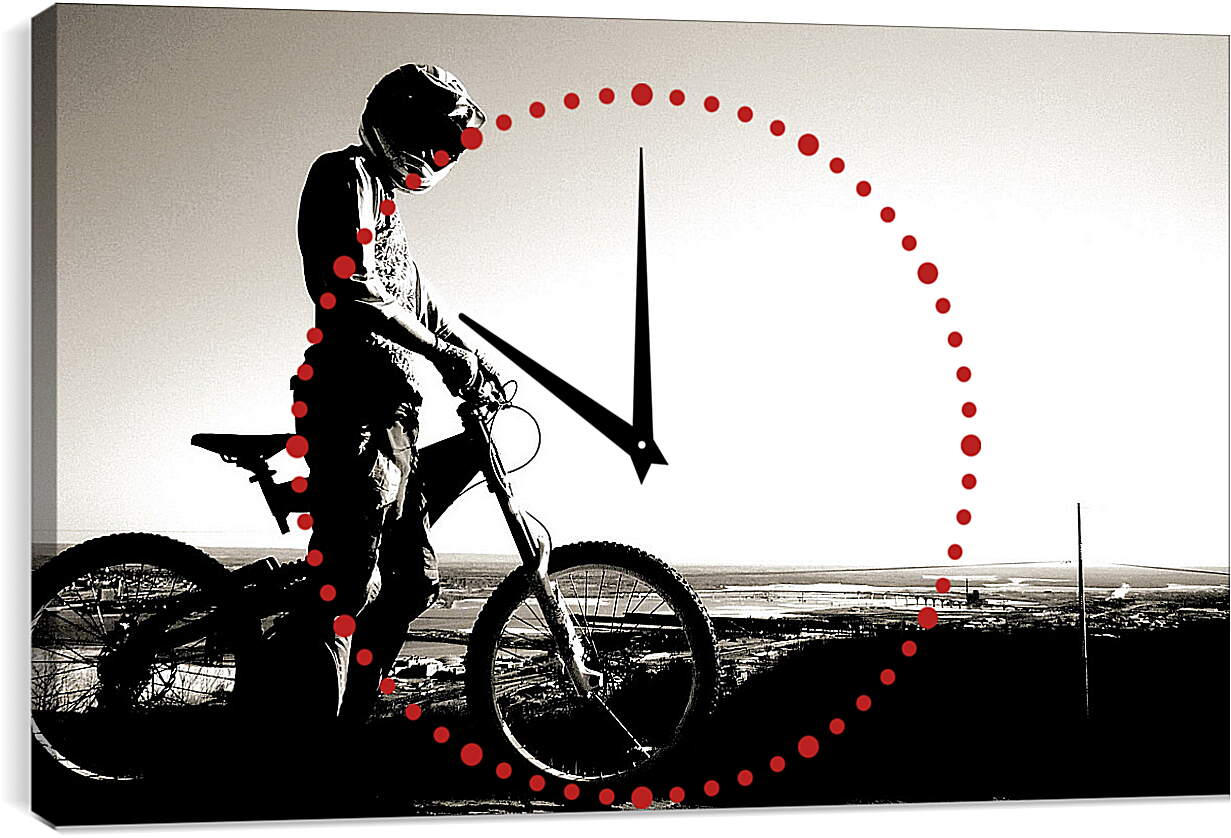 Часы картина - Велосипедист в шлеме