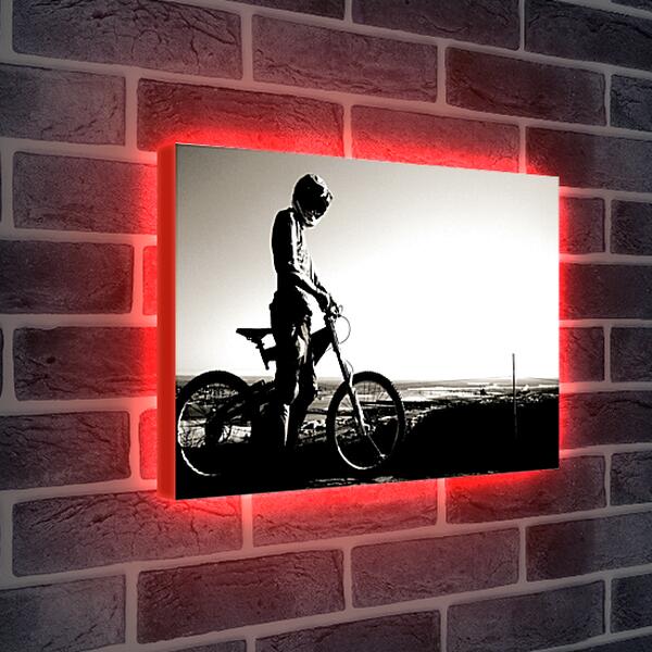 Лайтбокс световая панель - Велосипедист в шлеме