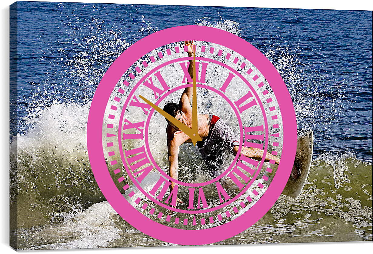 Часы картина - Падающий в воду сёрфингист