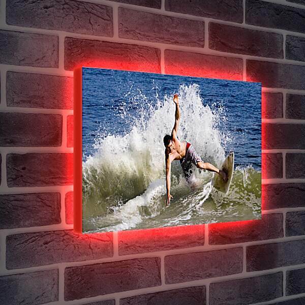 Лайтбокс световая панель - Падающий в воду сёрфингист